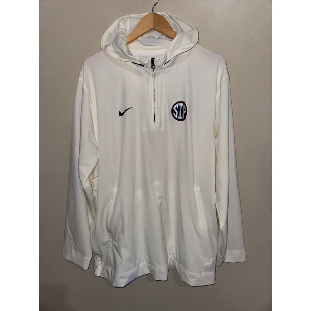 Mens XL Nike Ole Miss Rebels "SIP" Football Team Issued PE 1/2 Zip Hooded Jacket